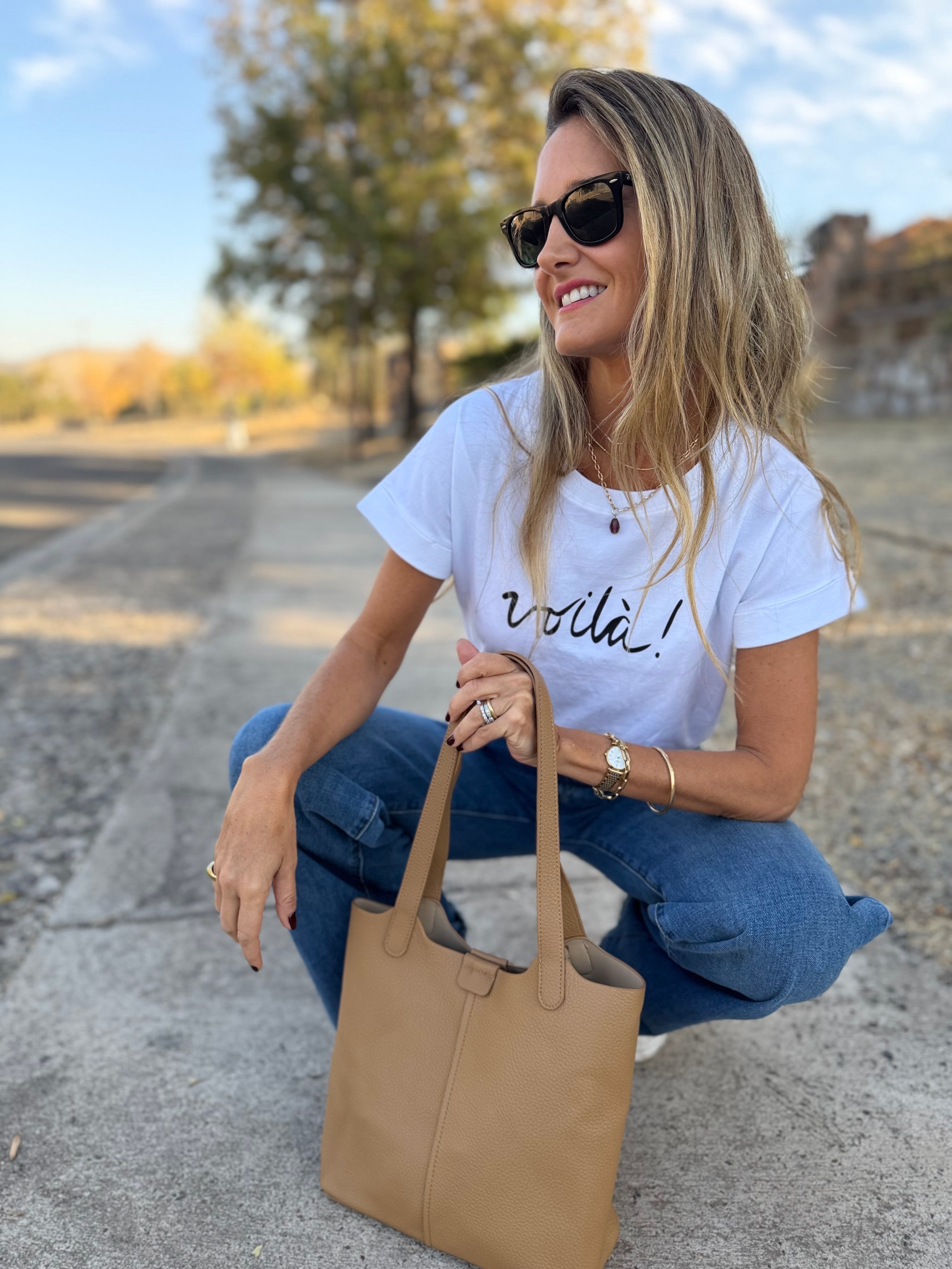 Cartera de hombro y mano en efecto cuero graneado camel