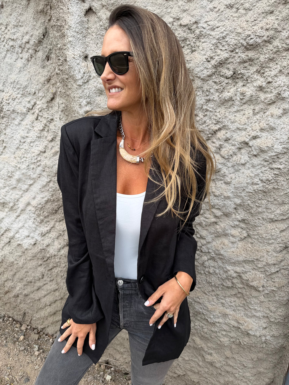 Blazer 100% lino perfecto negro