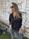 Blusa negra flores broderie