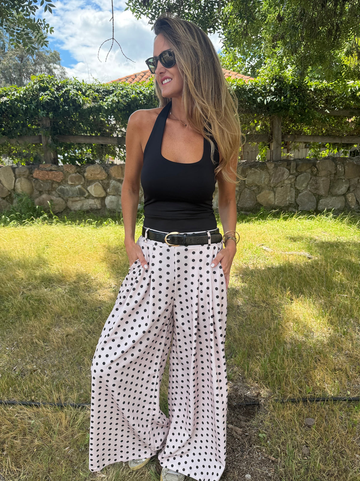 New palazo polca dots beige