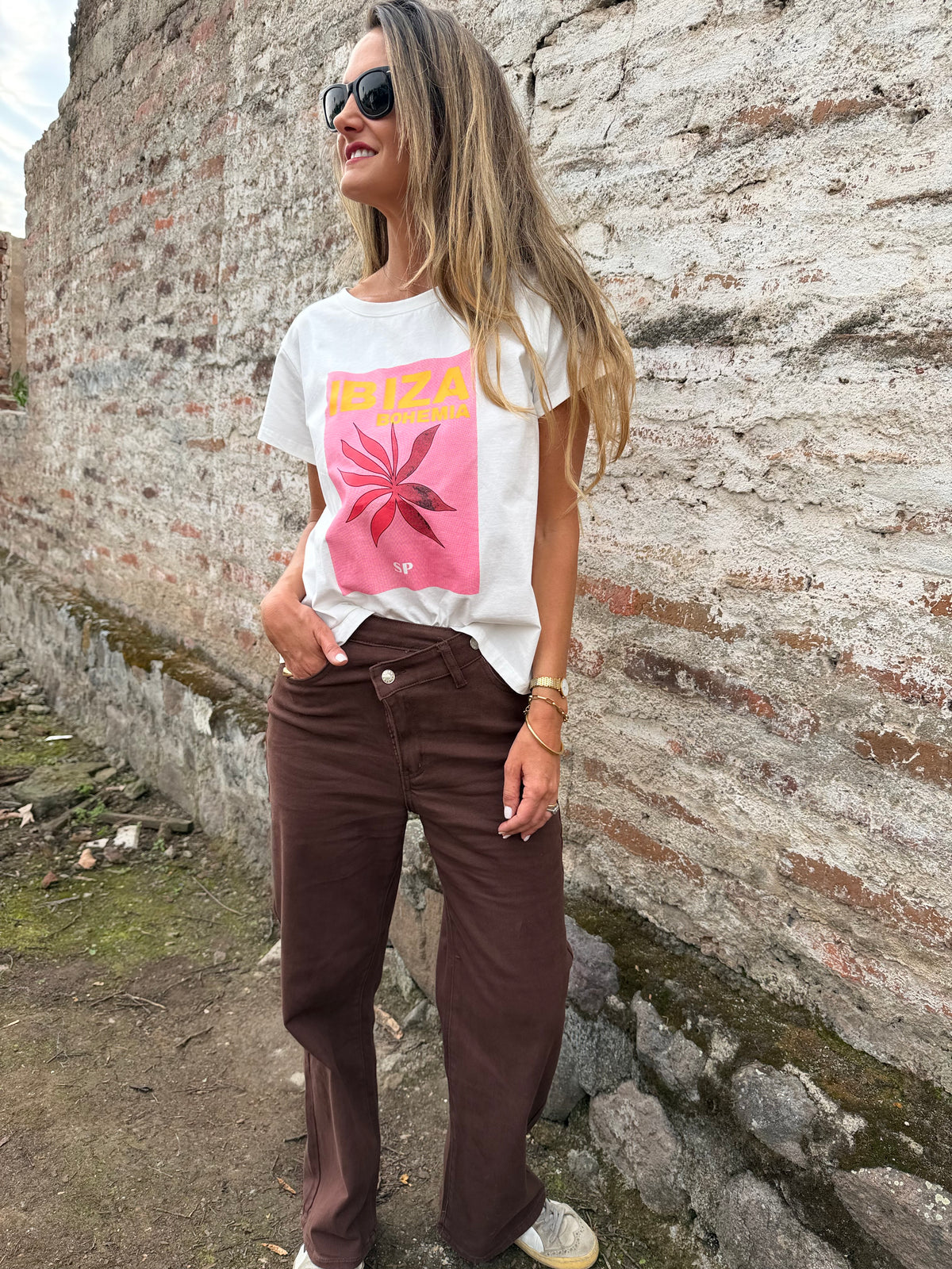 Pantalón pretina irregular café