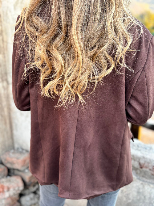 Blazer efecto gamuza café