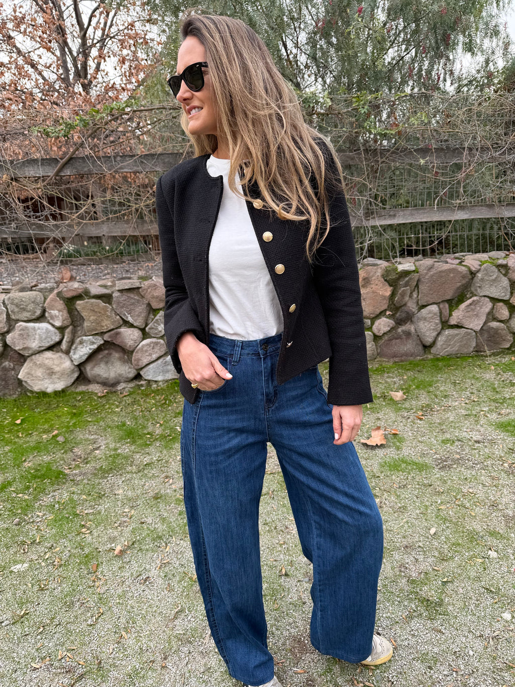 Bluejean tipo barrel detalles azul