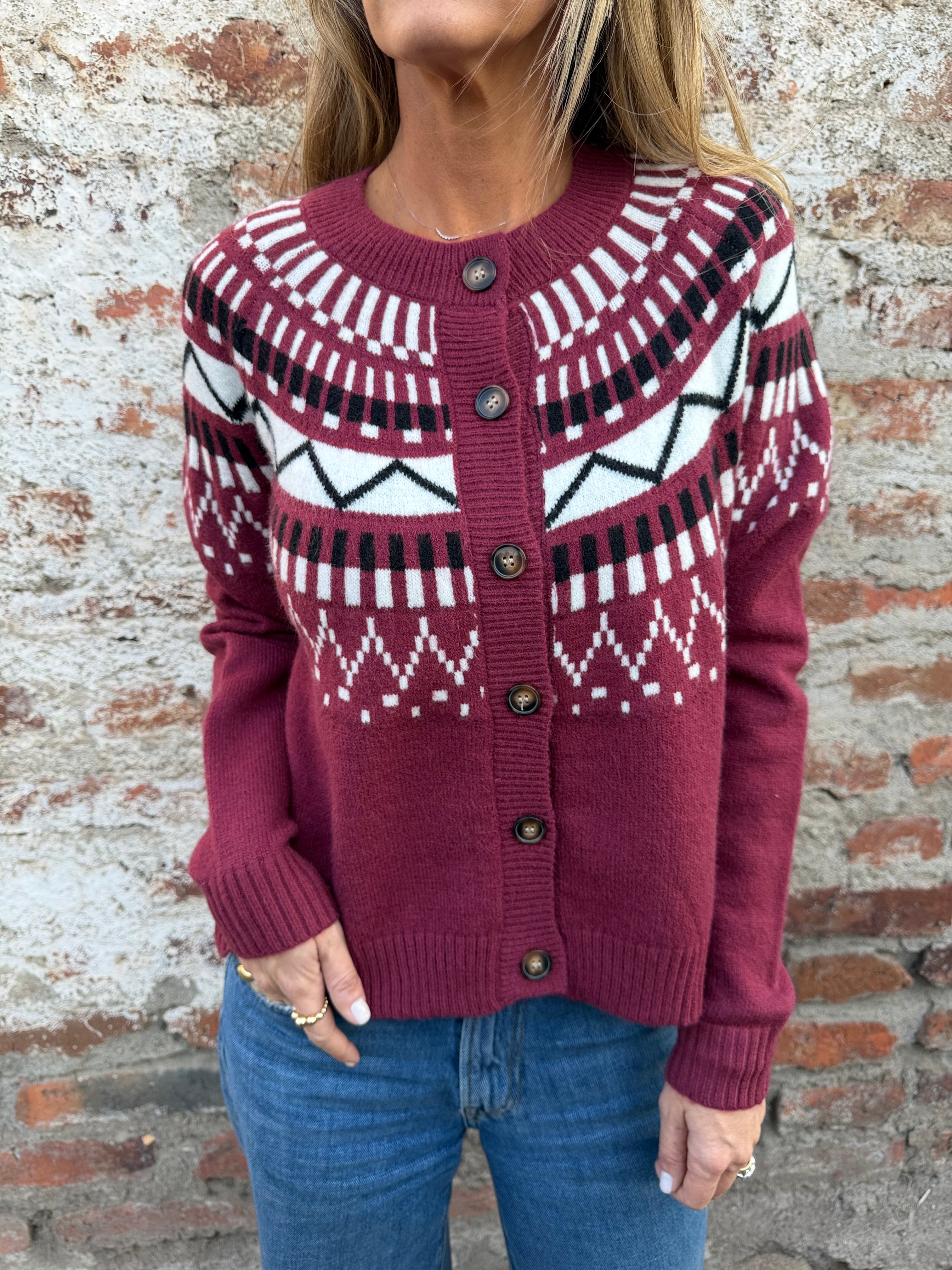 Chaleco jacquard clásico burdeo