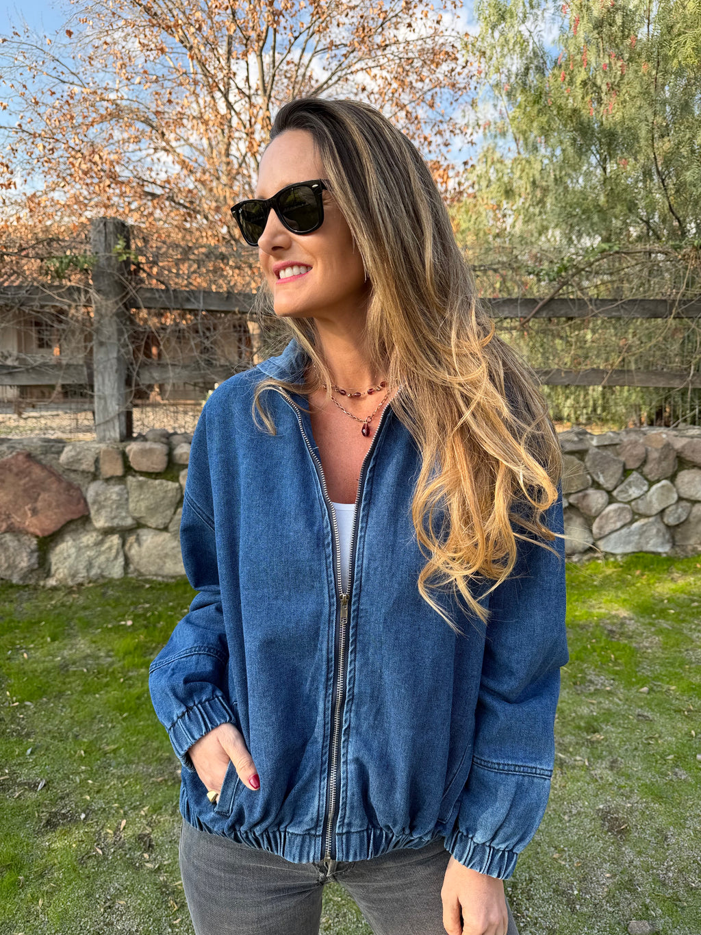 Bomber bluejean azul