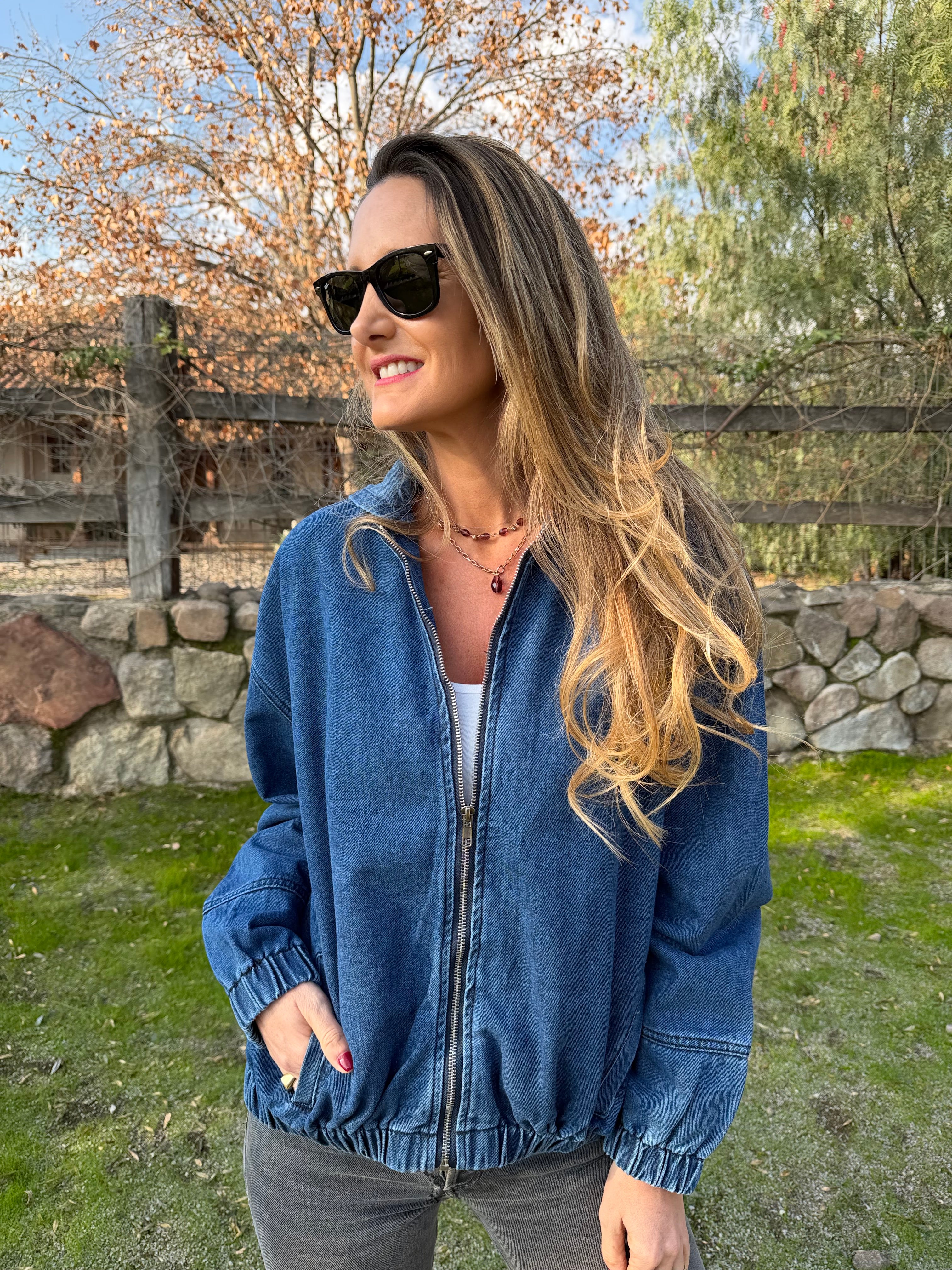 Bomber bluejean azul