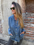 Chaqueta bluejean delgado azul