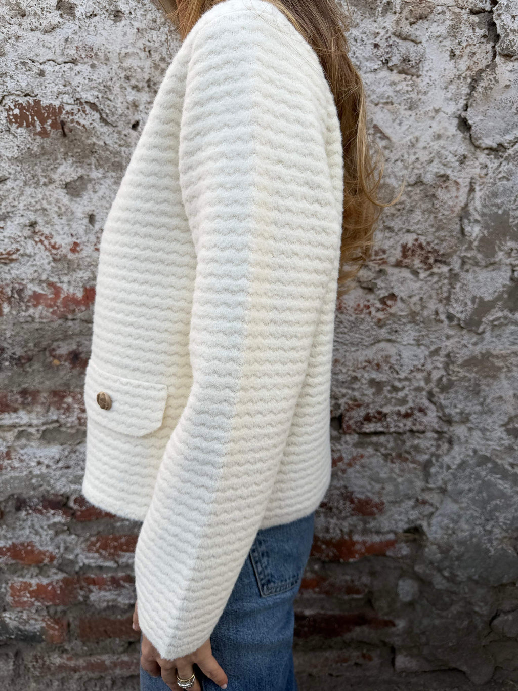 Chaqueta paño waves blanca