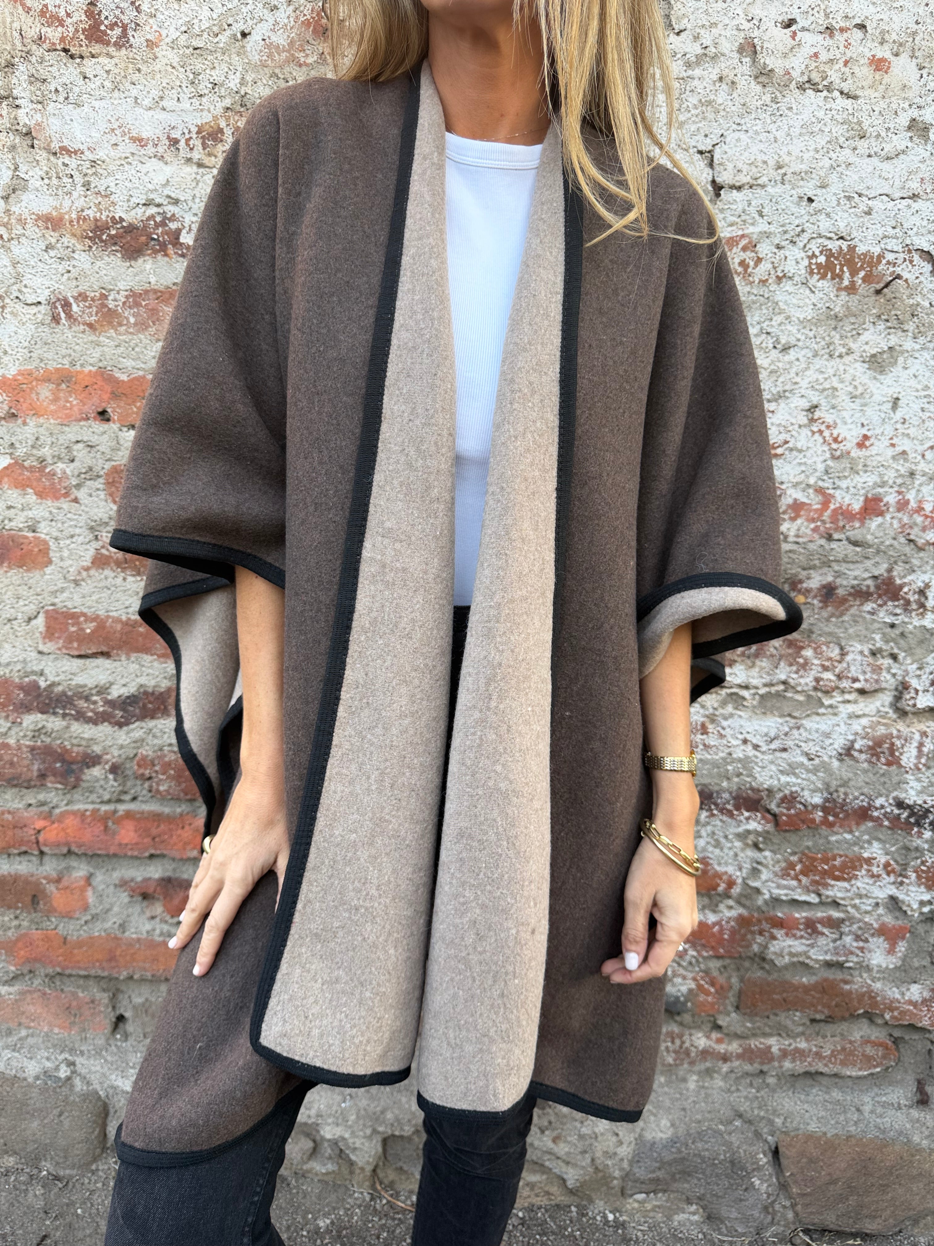 Echarpe reversible bicolor café/ beige