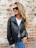 Chaqueta efecto cuero increíble negra