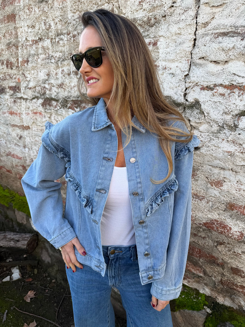 Chaqueta bluejean vuelitos celeste