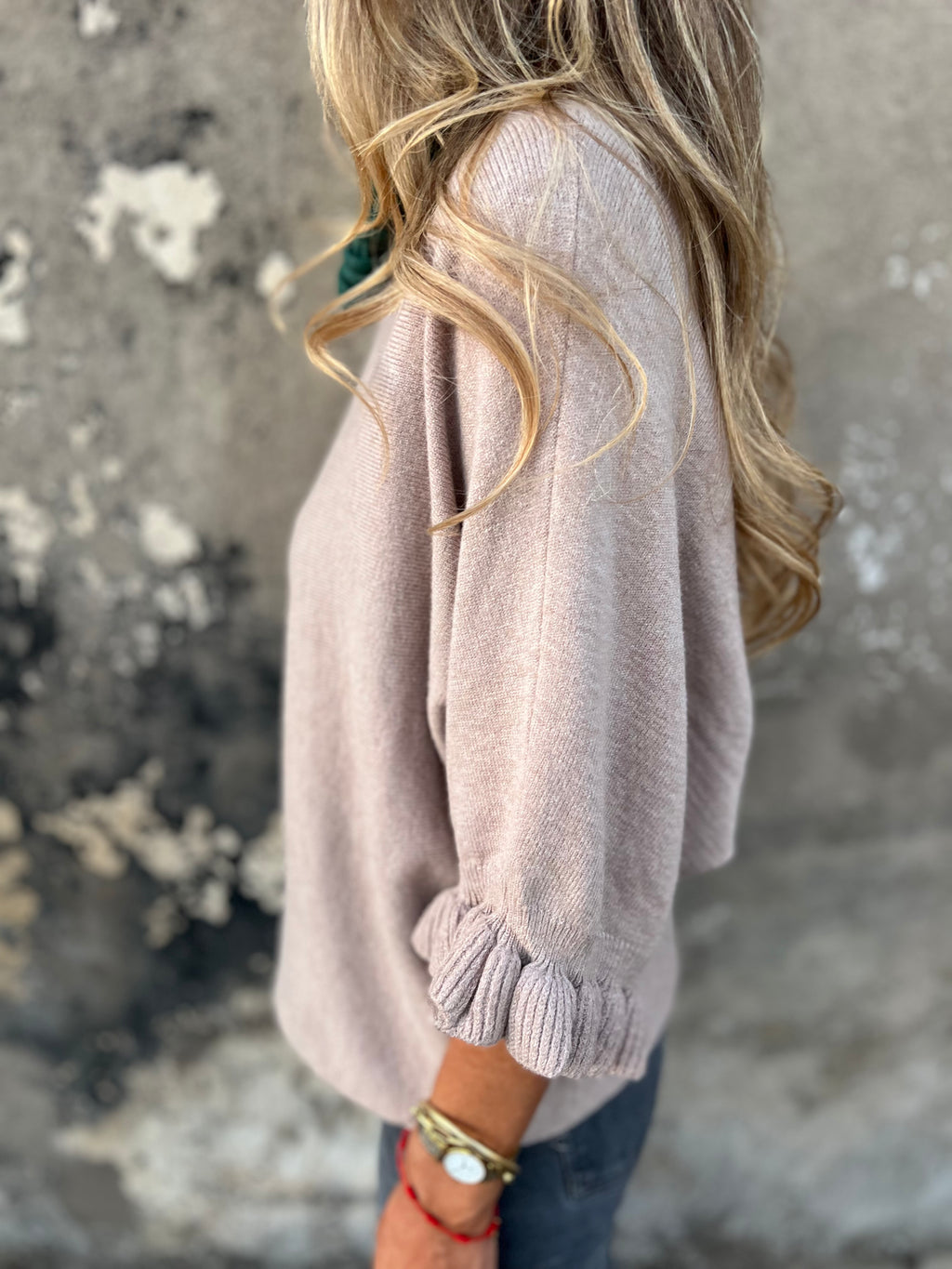 Chaleco polera vuelitos beige