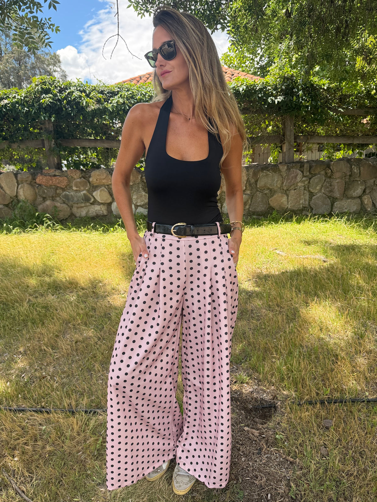 New palazo polca dots rosado claro