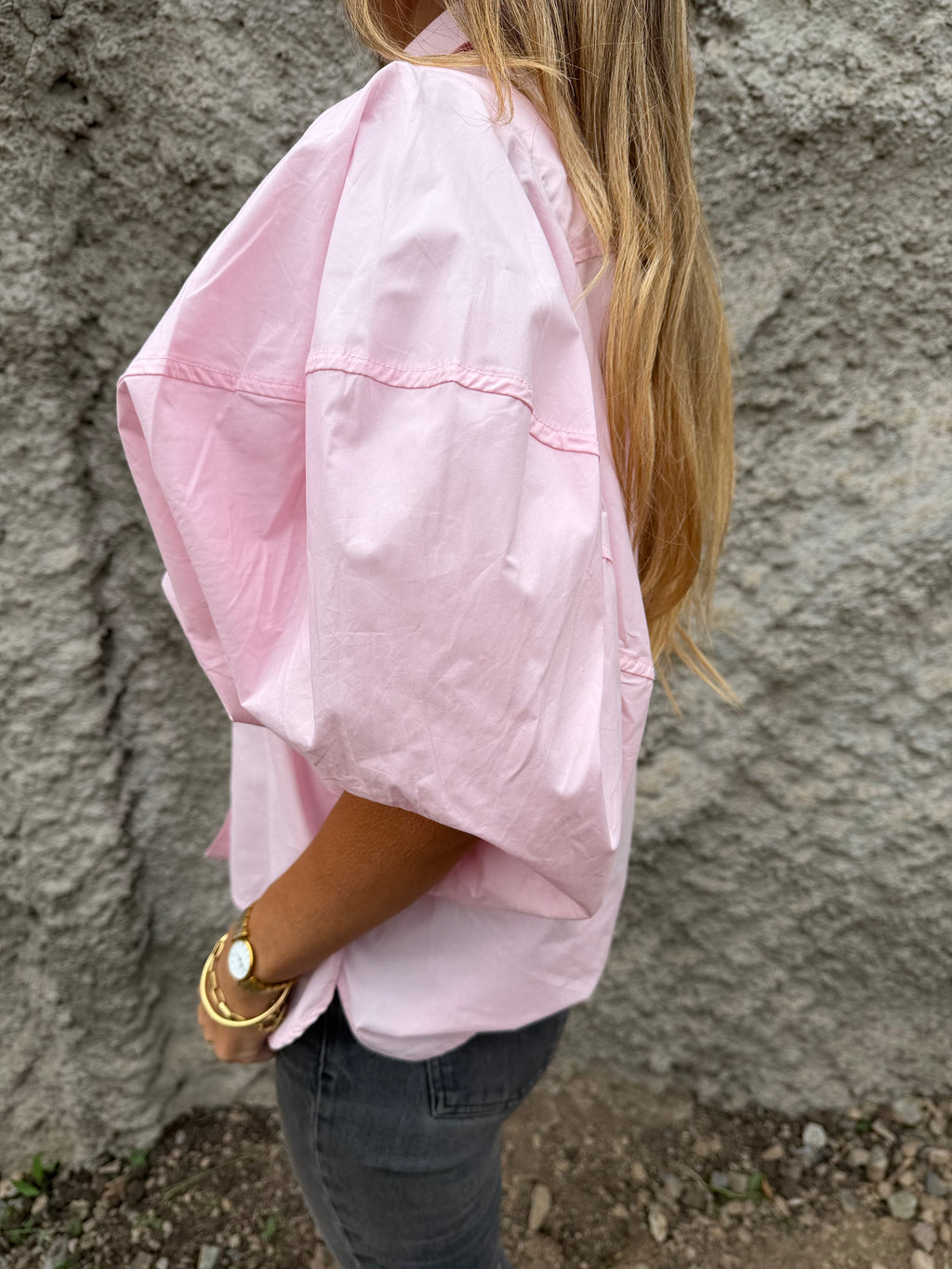 Blusa manga extra abullonadas rosado claro