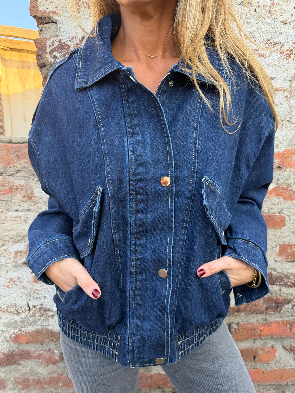 Maxxi bomber acolchada bluejean azul