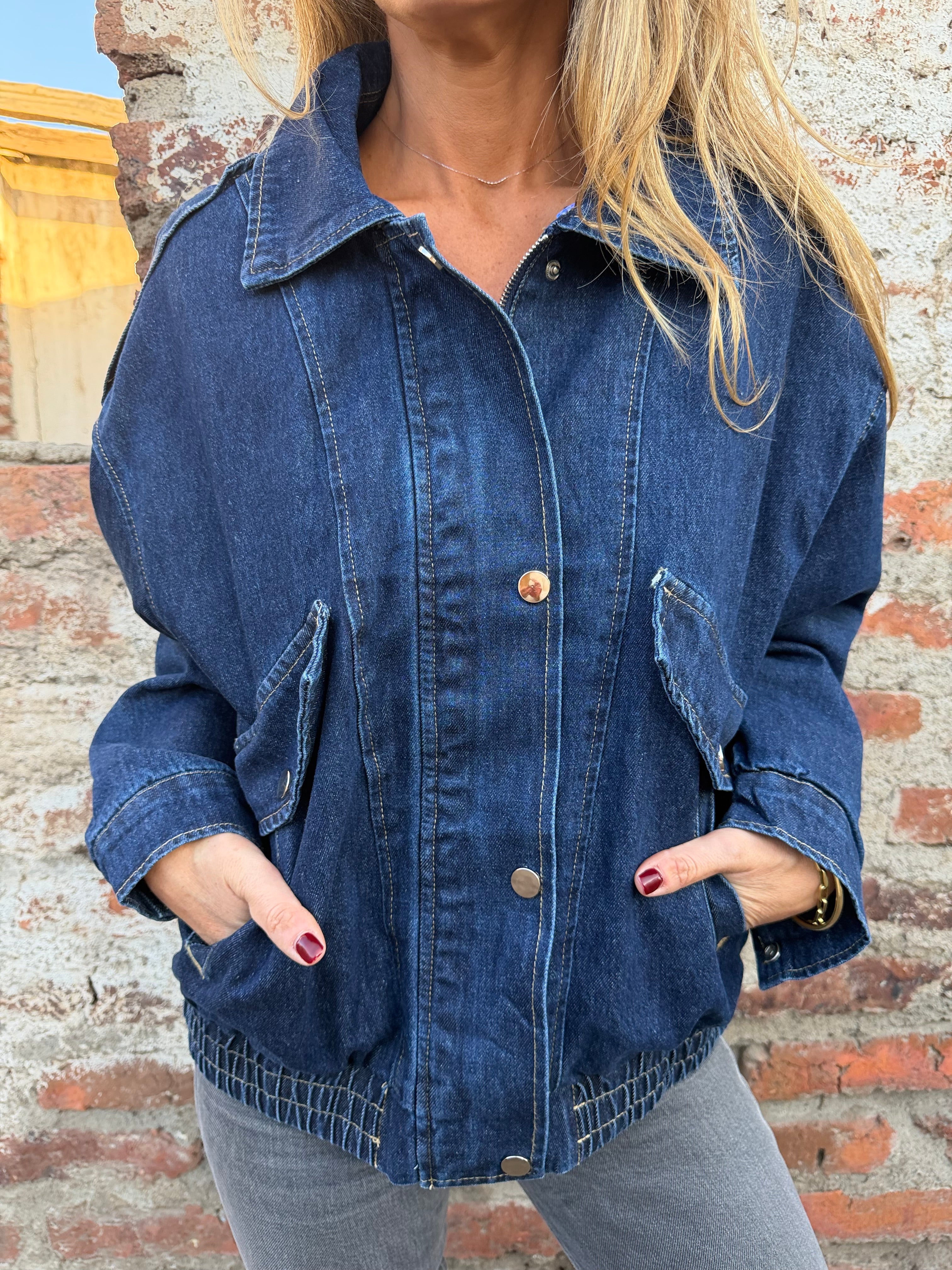 Maxxi bomber acolchada bluejean azul