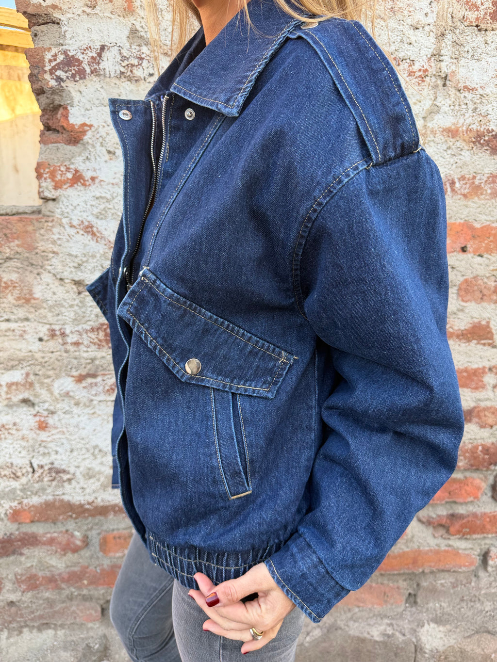 Maxxi bomber acolchada bluejean azul