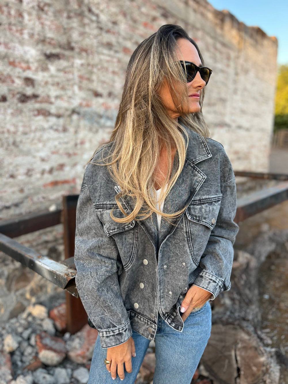 Chaqueta retro bluejean gris