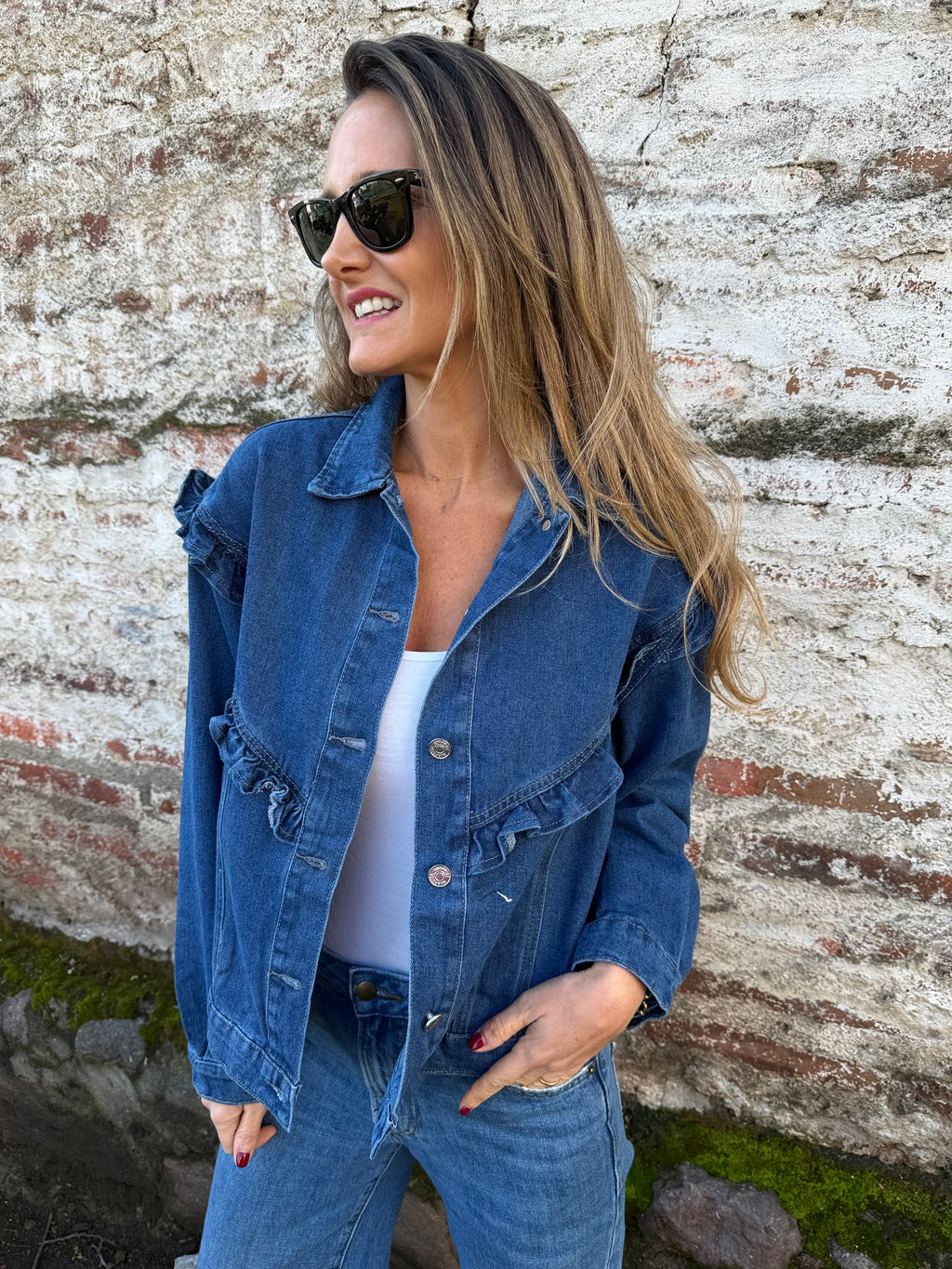 Chaqueta bluejean vuelitos azul