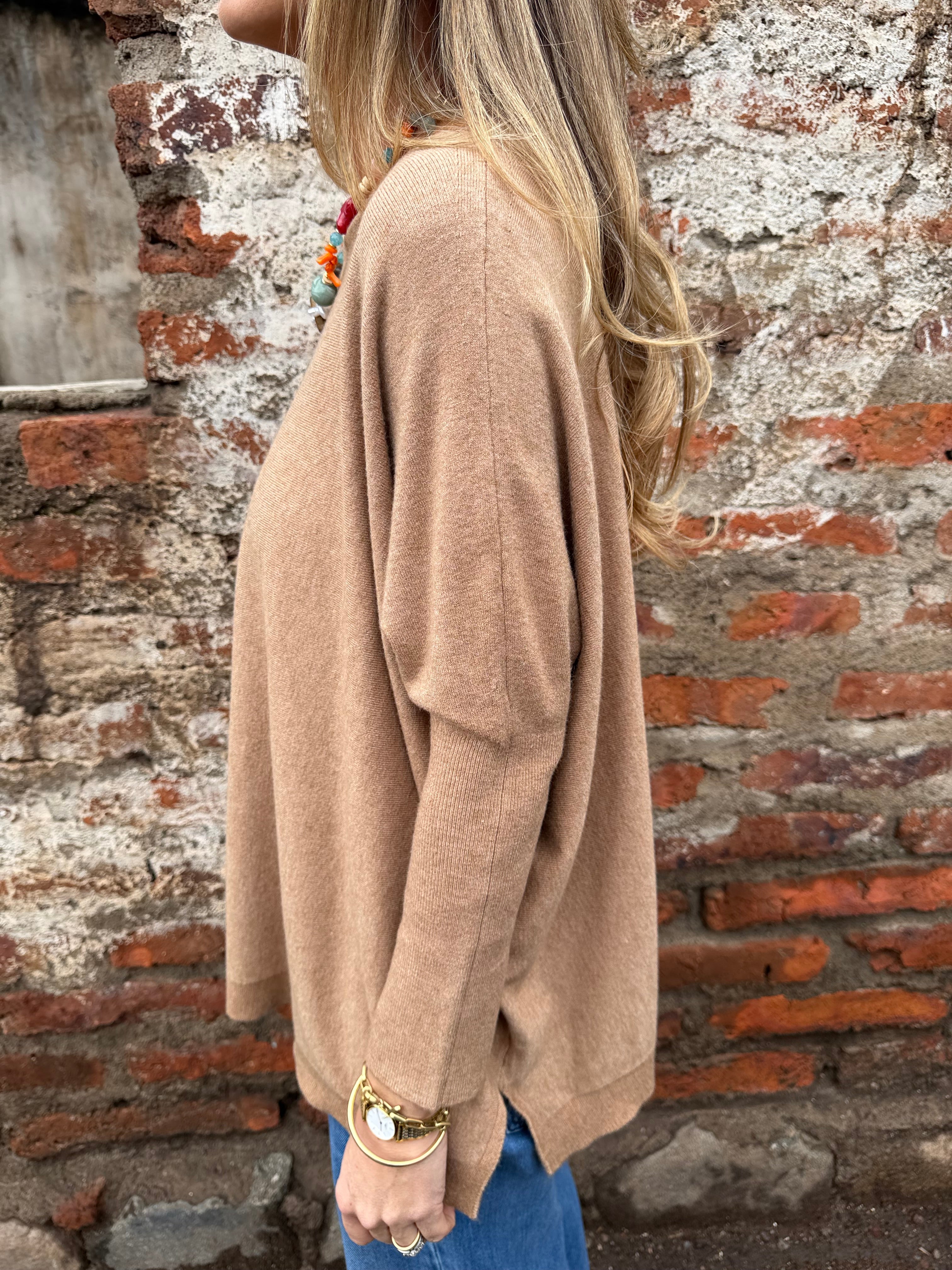 Chaleco ancho básico camel