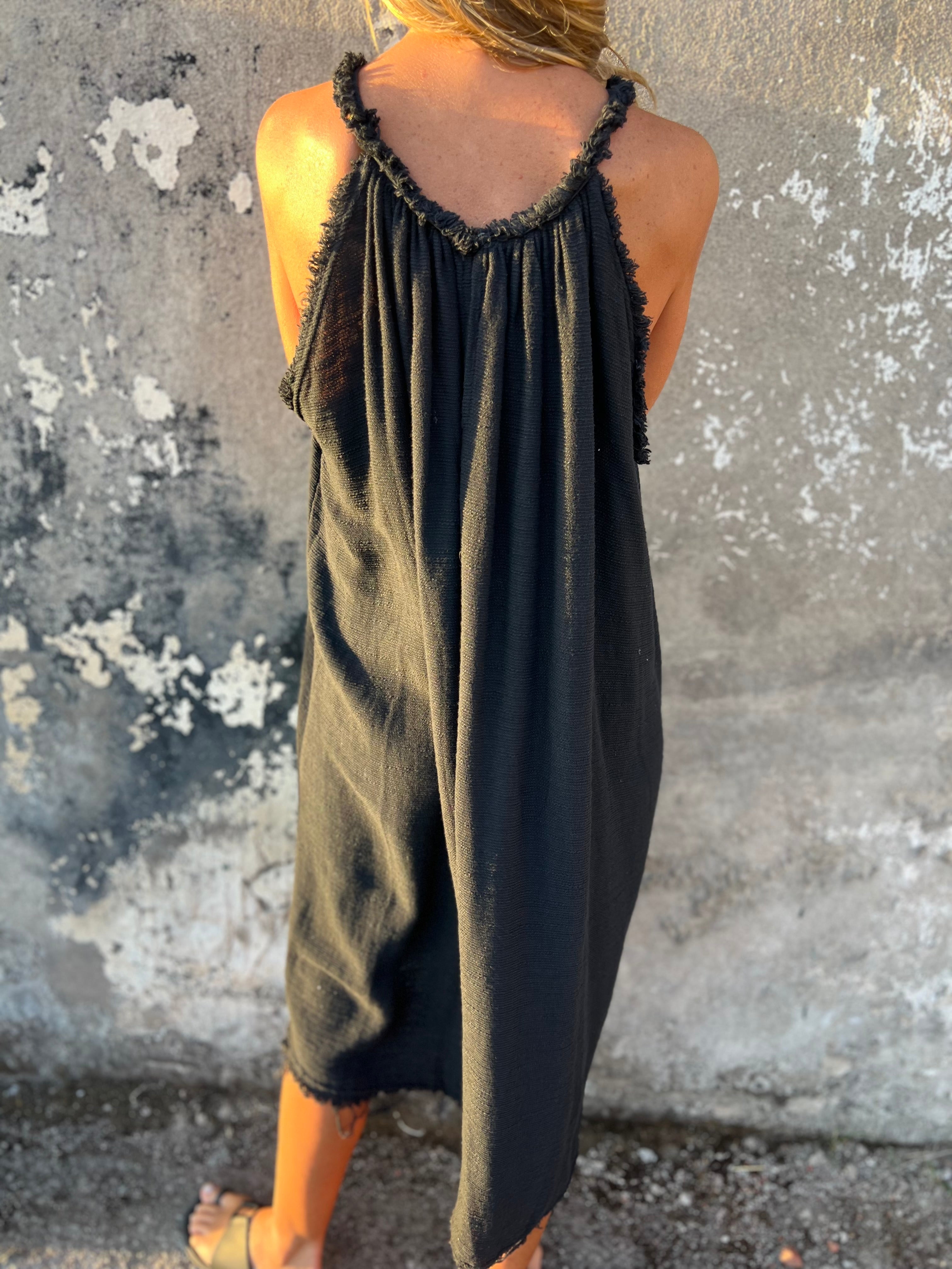 Vestido linoto desflecado negro
