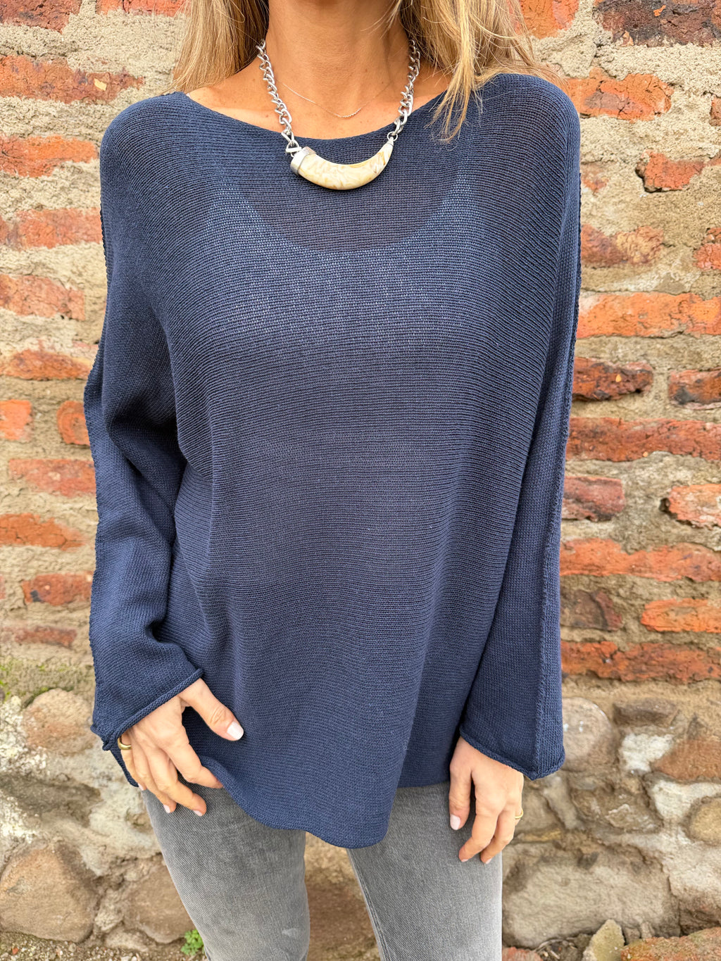 Chaleco hilado azul marino