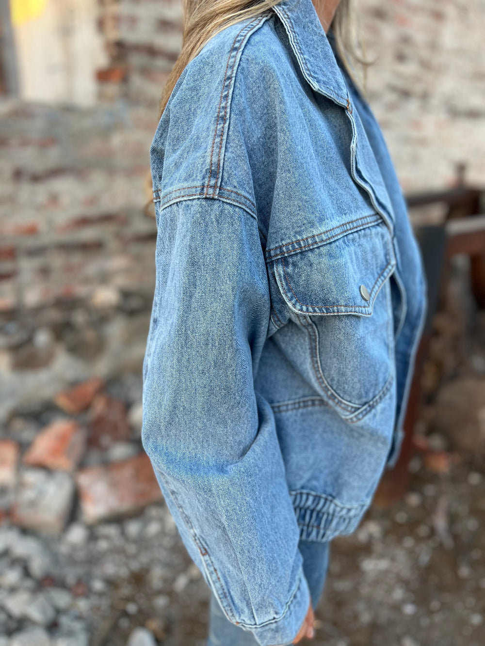 Chaqueta retro bluejean celeste clara