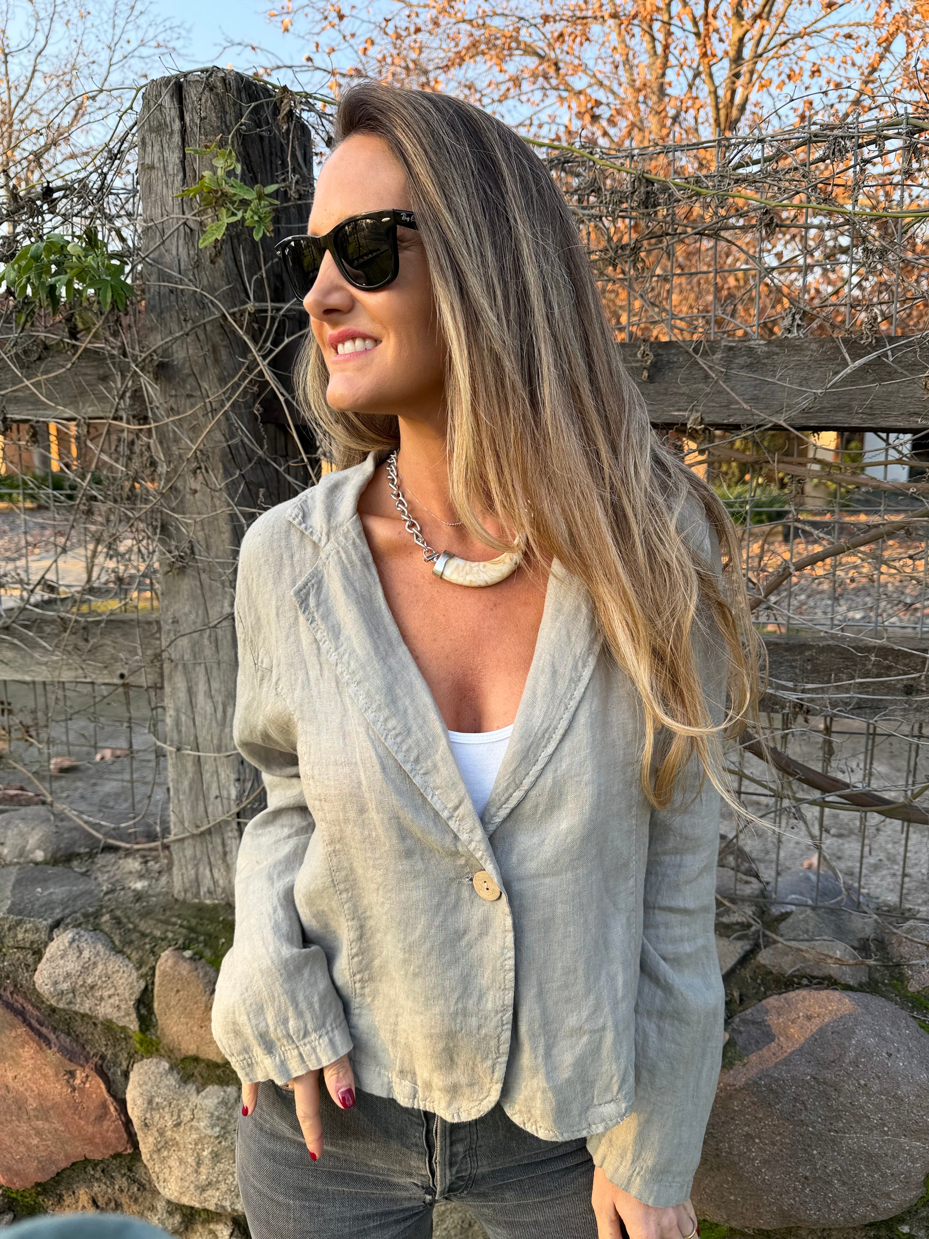 Blazer 100% lino beige verdoso