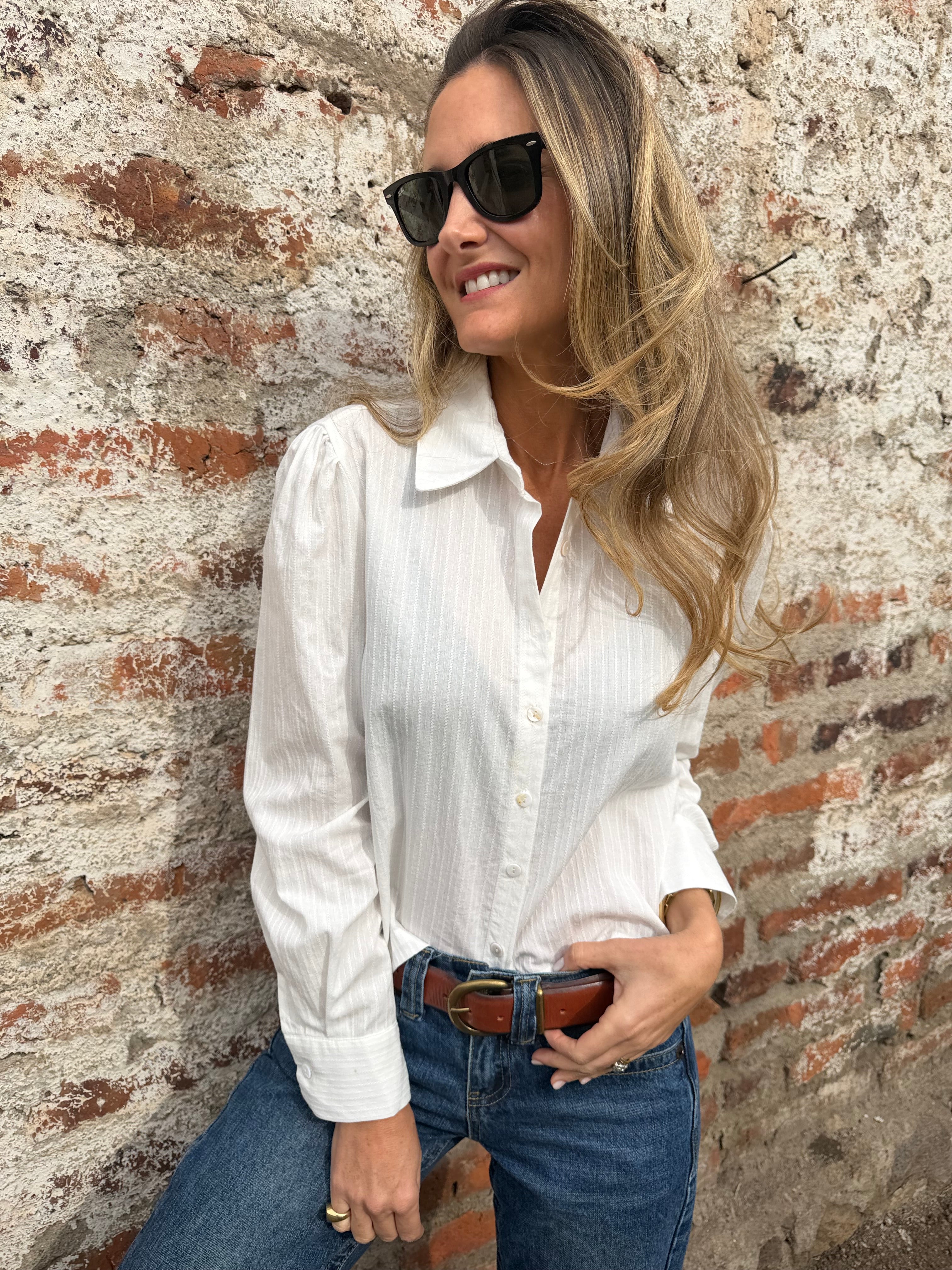 Blusa espigada blanca