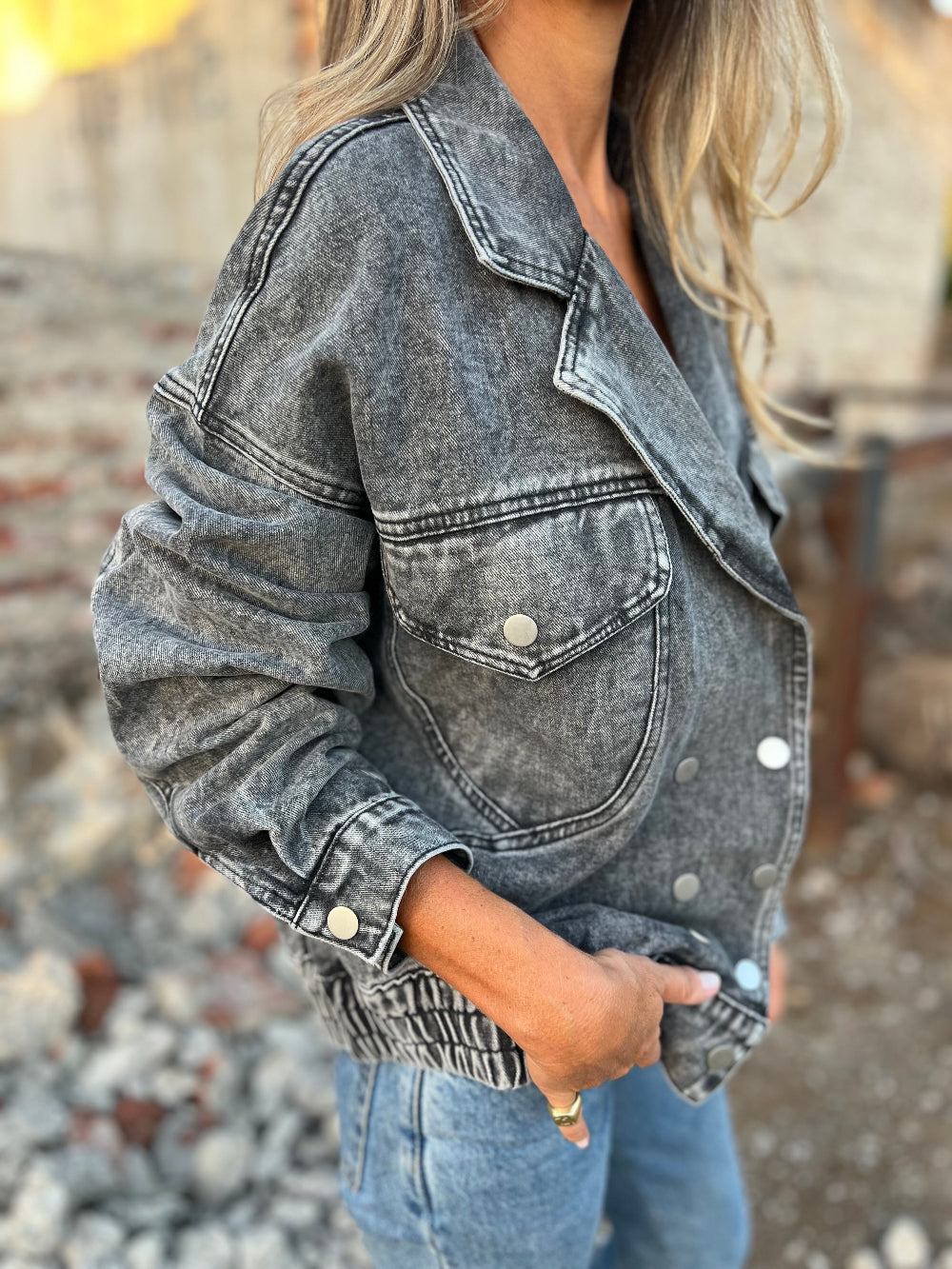 Chaqueta retro bluejean gris