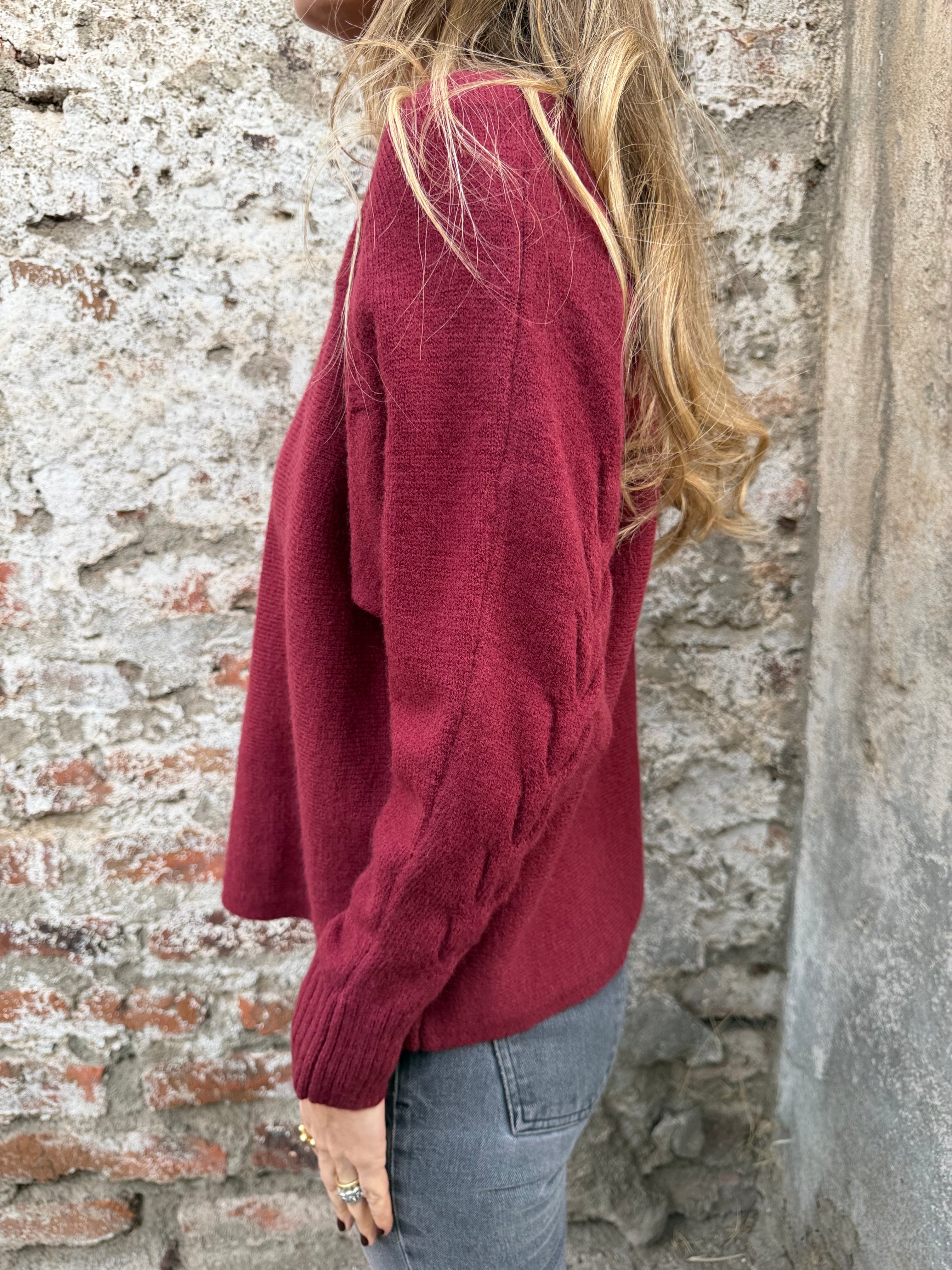 Chaleco trenzado horizontal burdeo