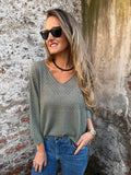Chaleco diseños lurex verde musgo
