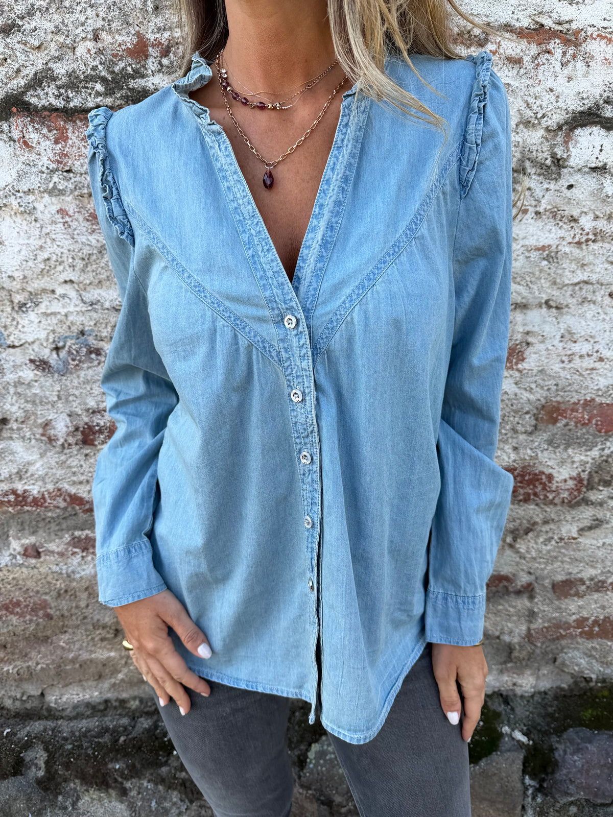 New blusa tencel vuelitos celeste