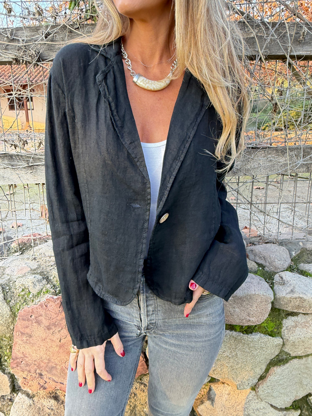 Blazer 100% lino negro