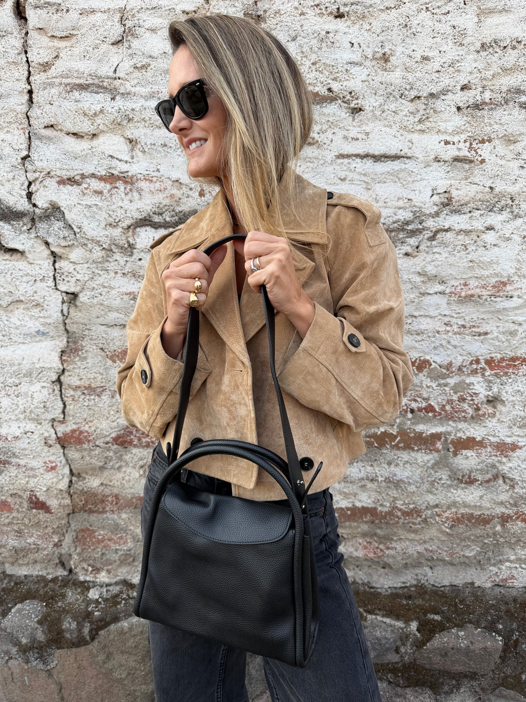 Cartera mano y hombro efecto cuero graneado increíble