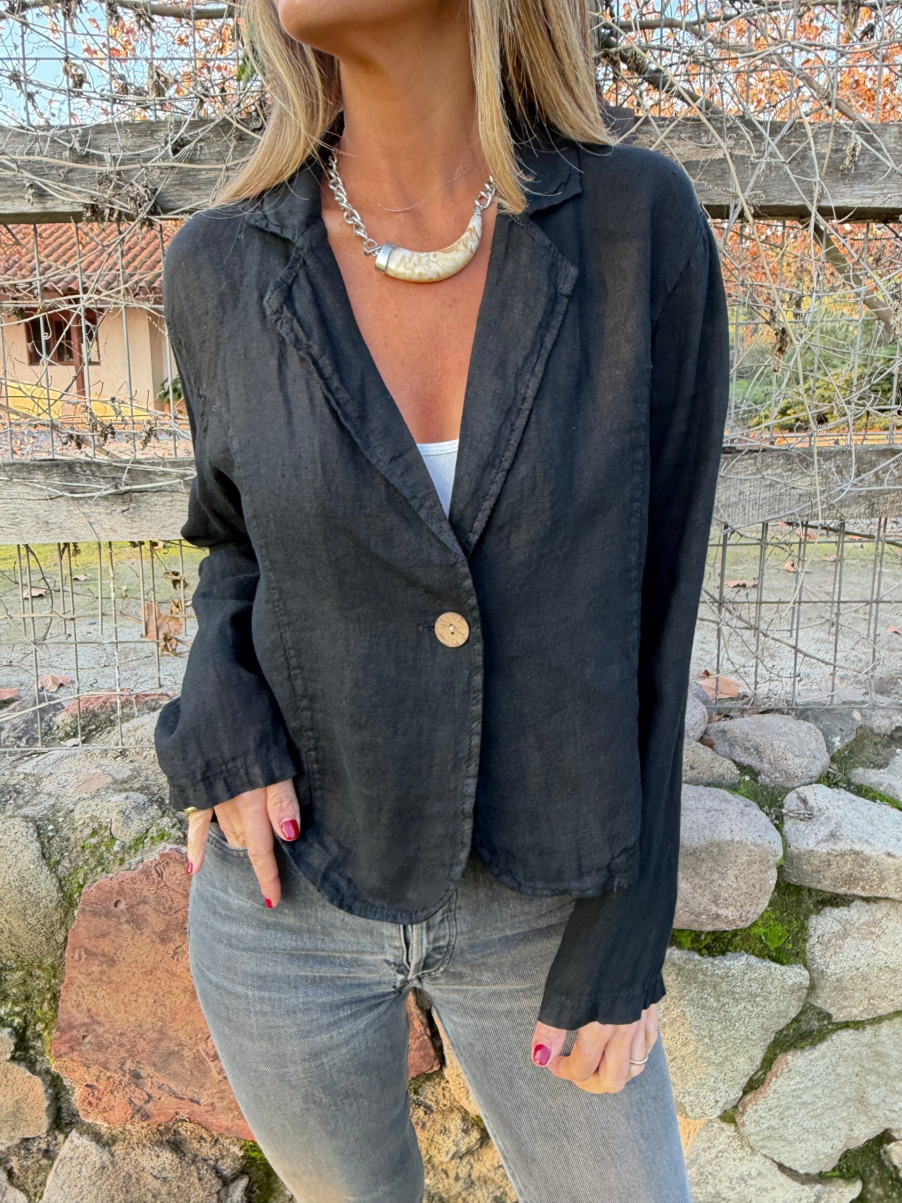 Blazer 100% lino negro