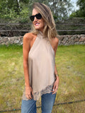 Blusa raso encaje beige