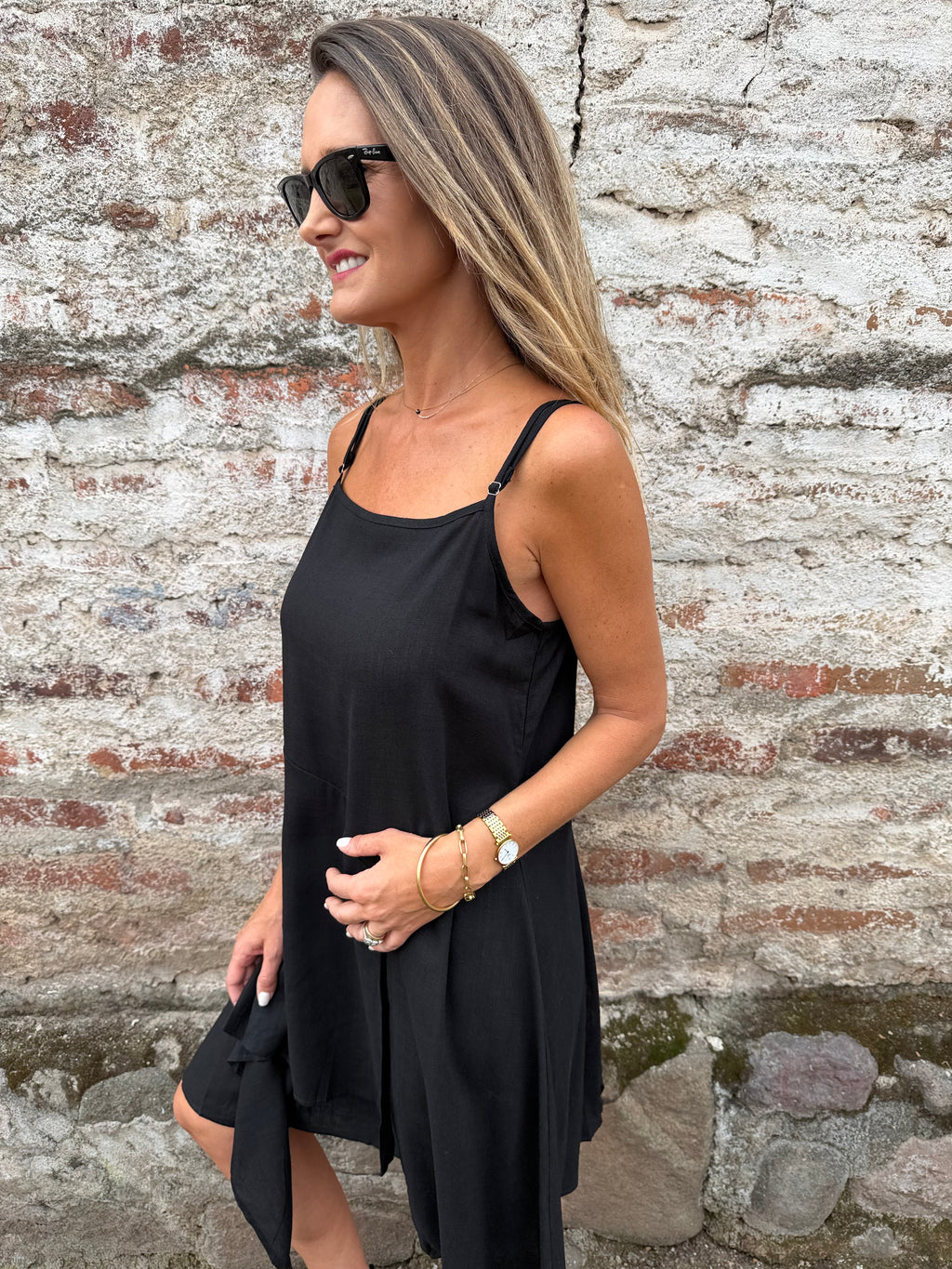 Vestido linoto despuntes negro