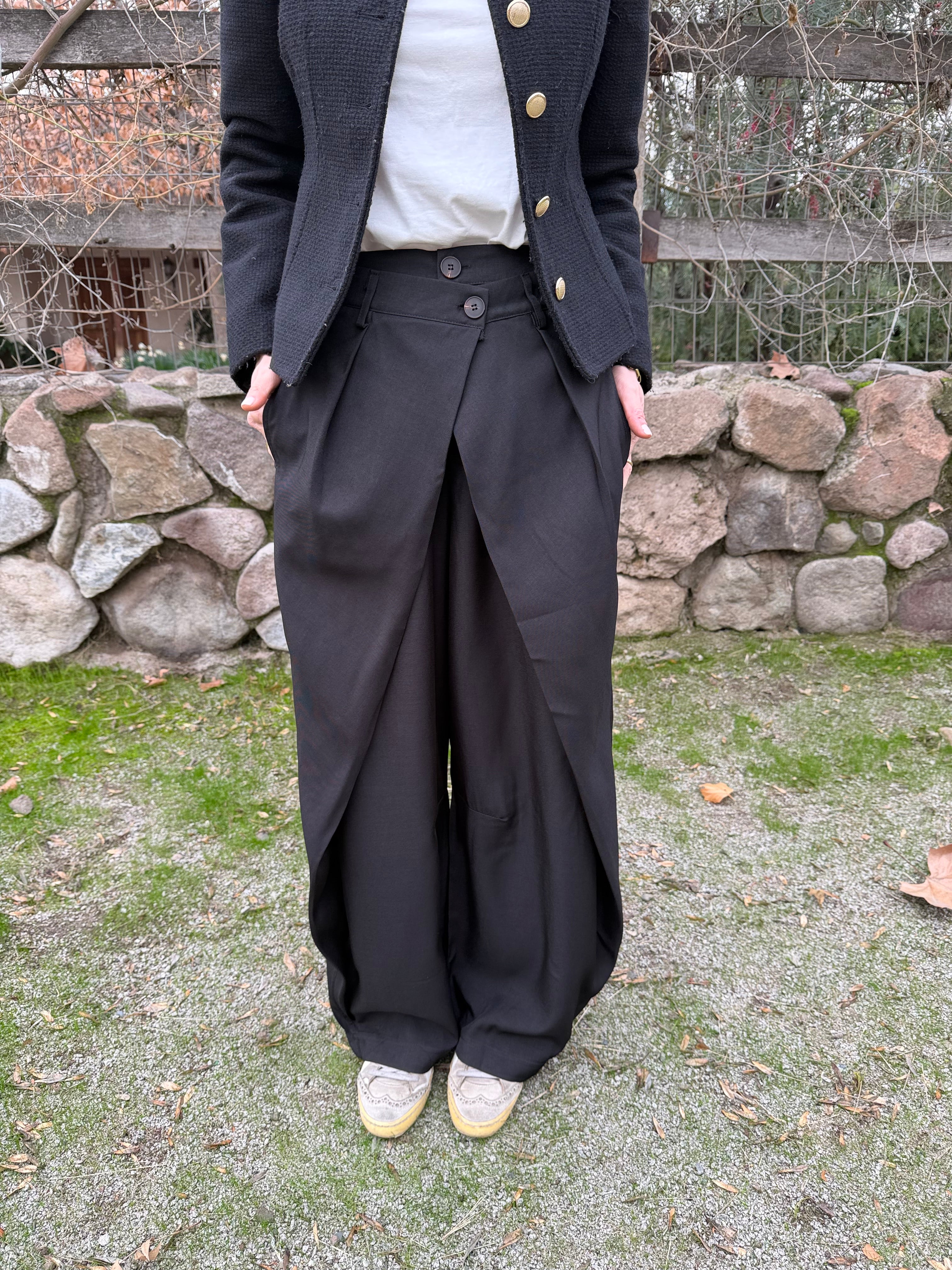 Pantalón sastre doble botón barrel negro