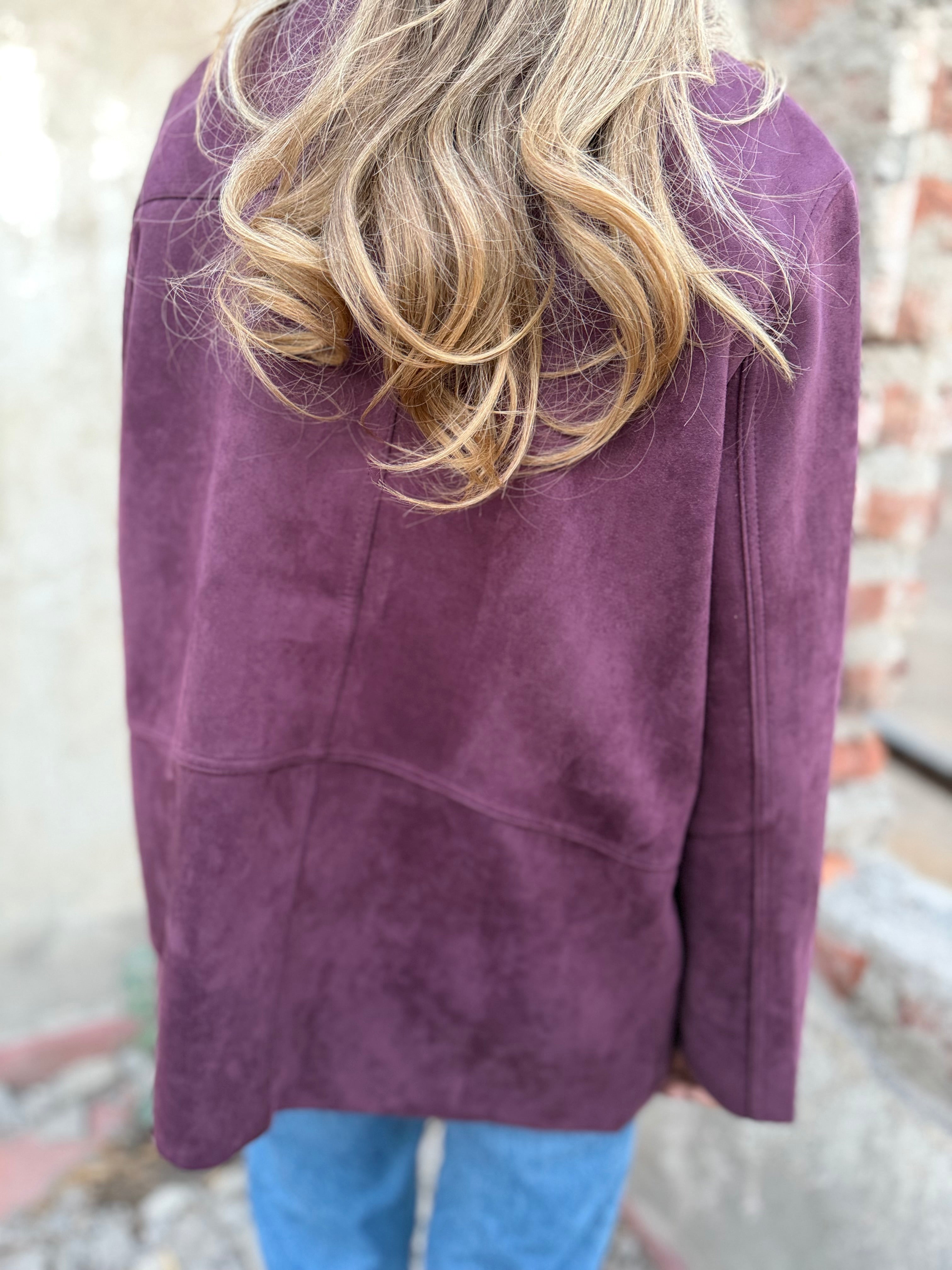 Chaquetón efecto gamuza soñado vino