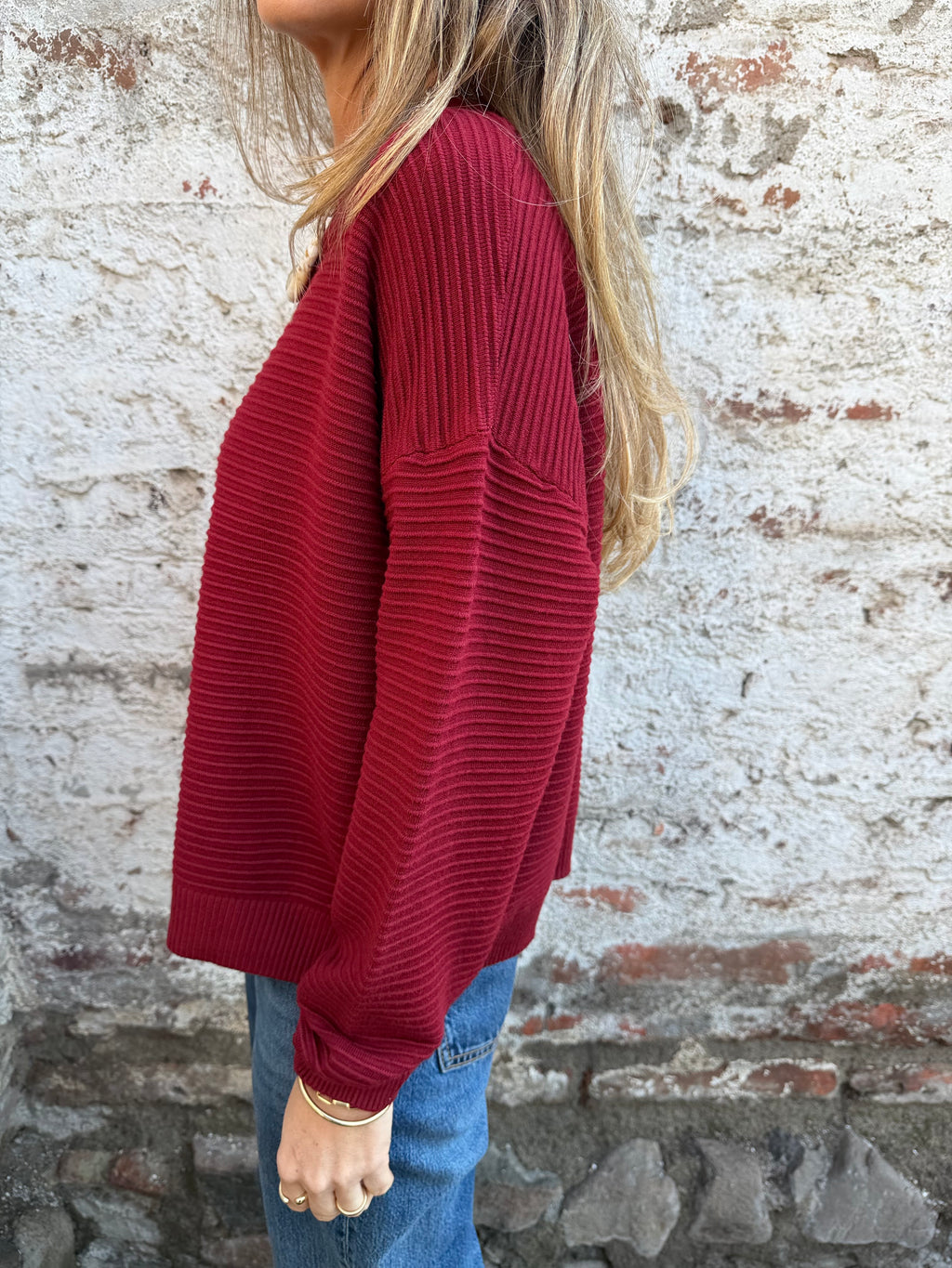 Chaleco básico acanalado rojo italiano