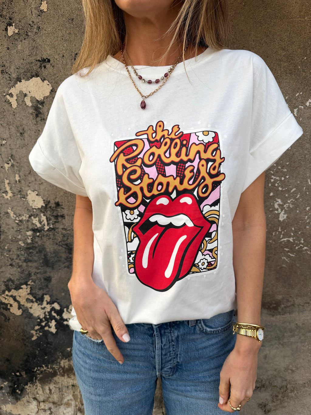 Polera rolling blanca