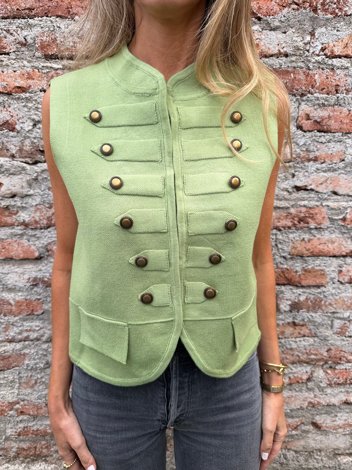 Chaqueta tejida napoleón verde