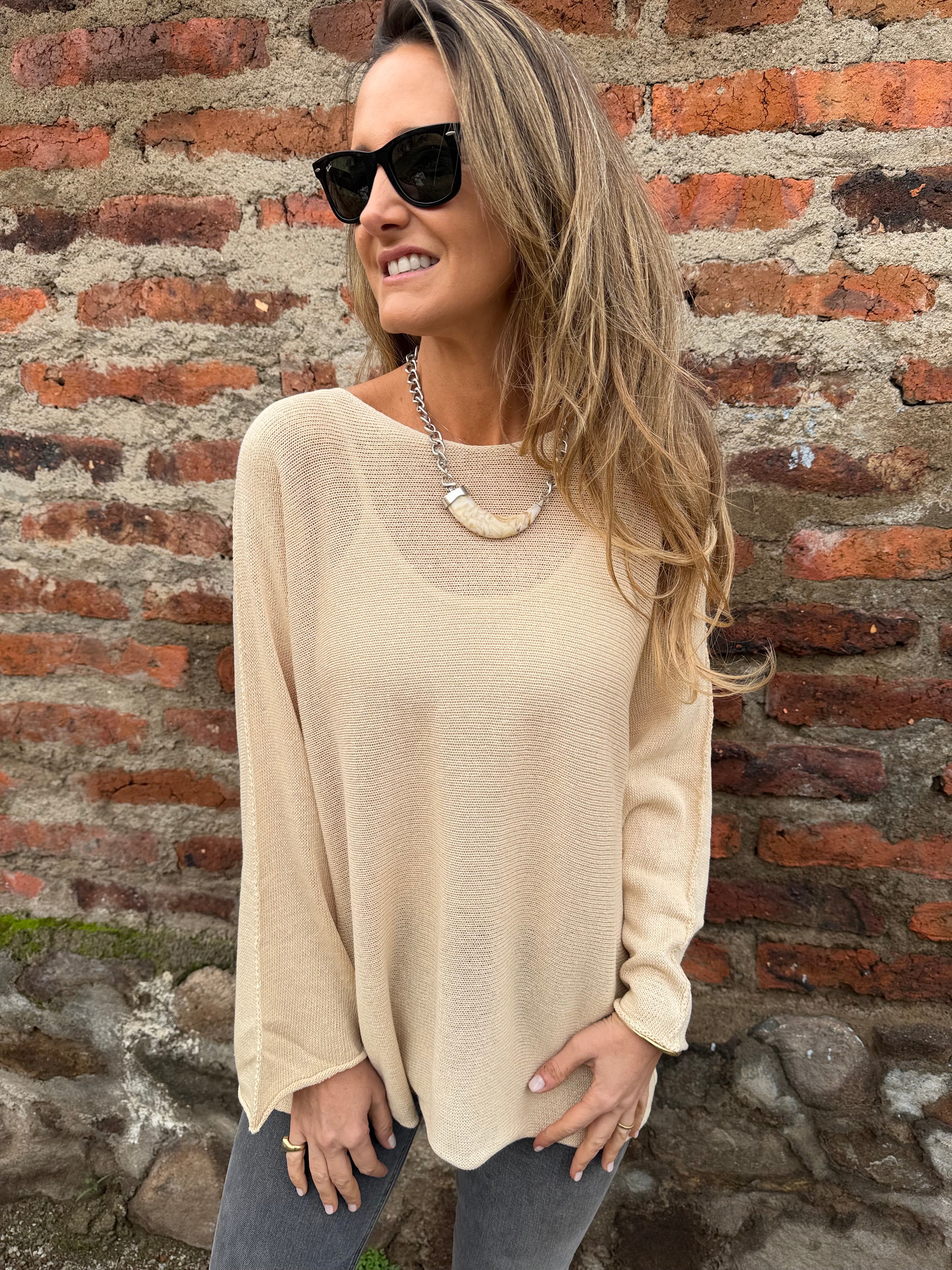 Chaleco hilado beige