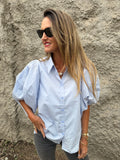 Blusa manga extra abullonadas celeste