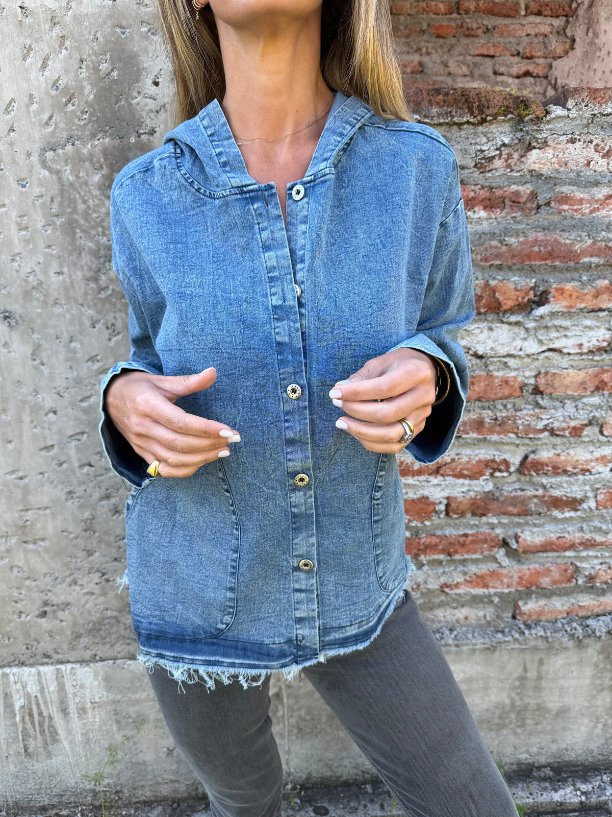 Chaqueta bluejean delgado azul