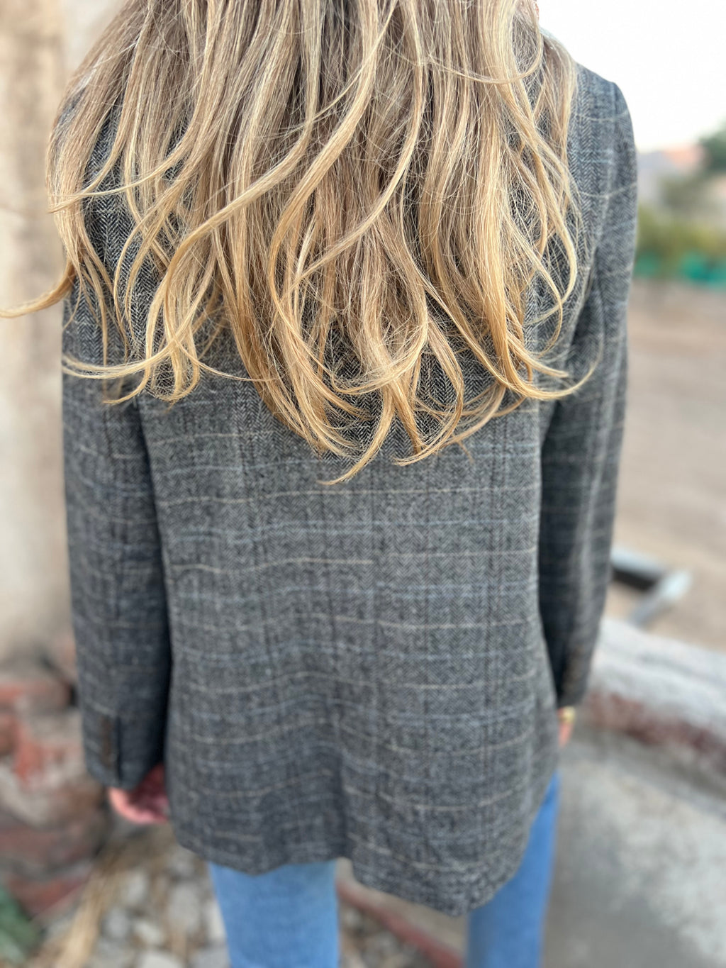 Blazer lana espiga gris