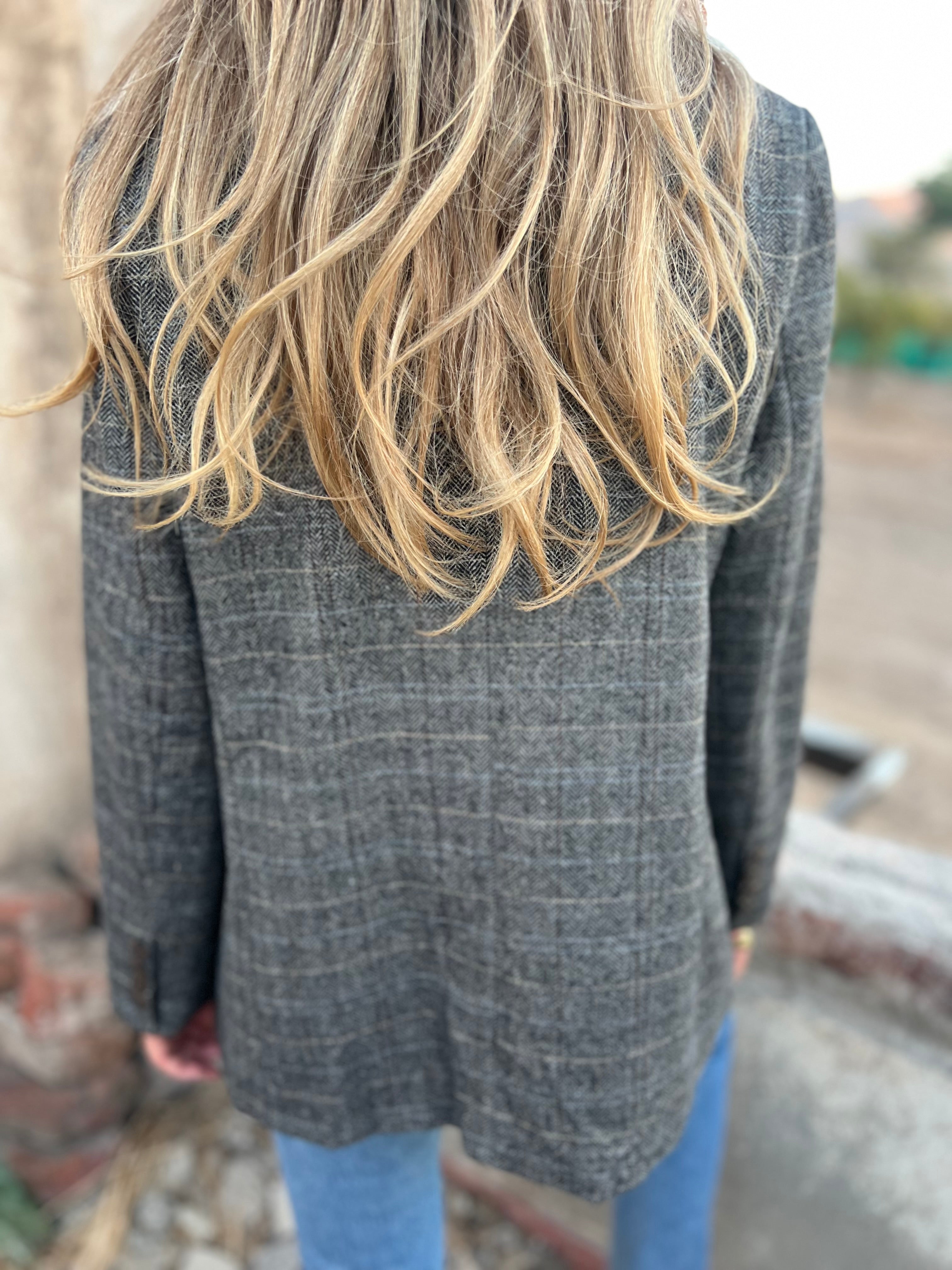Blazer lana espiga gris