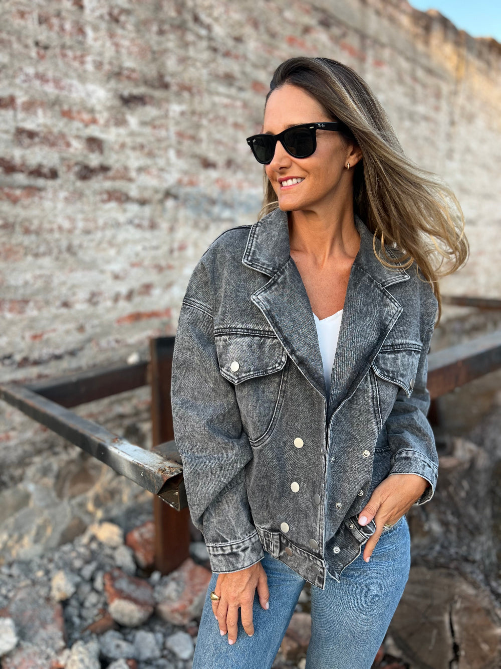 Chaqueta retro bluejean gris