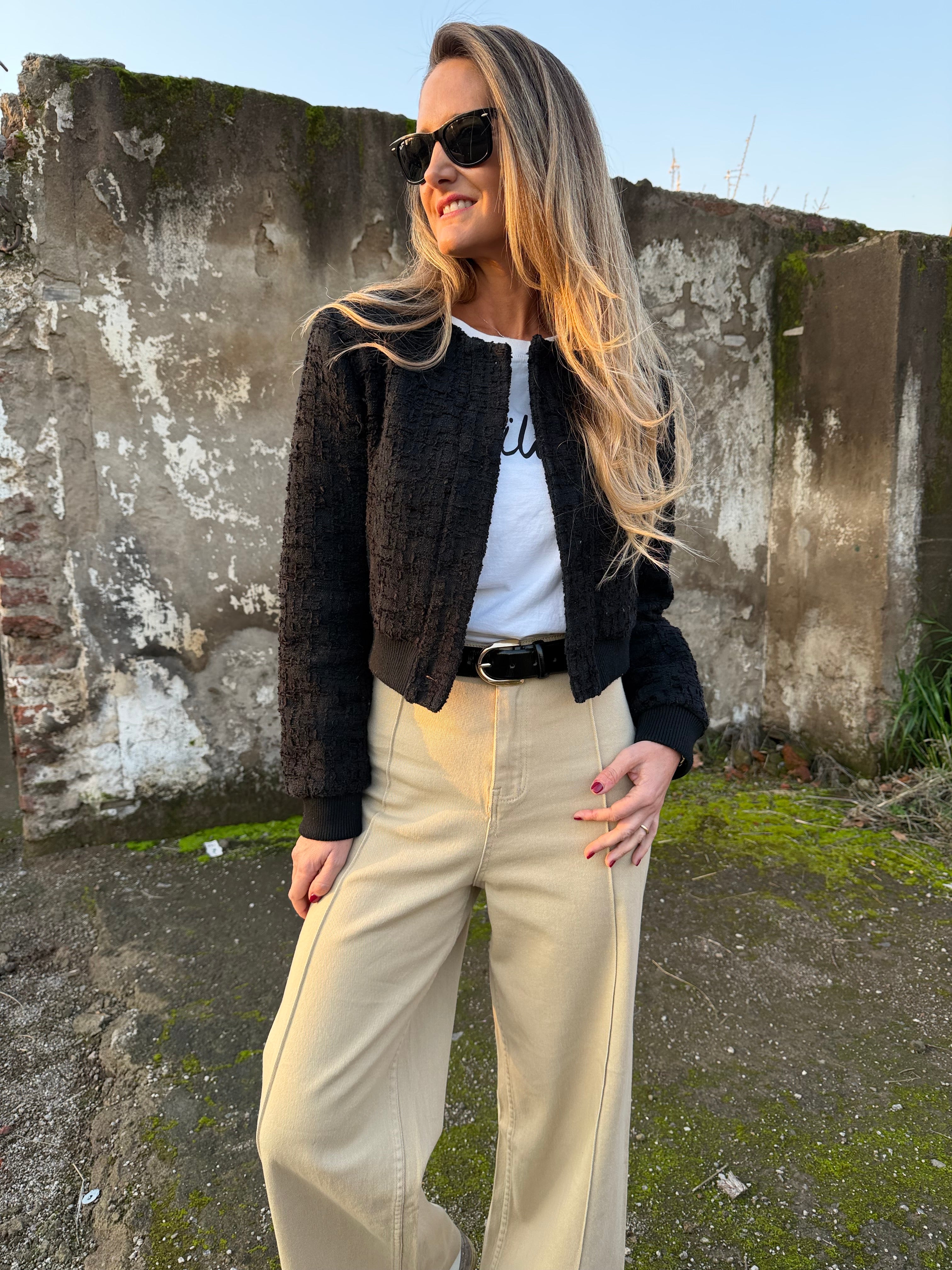 Pantalón tiro alto beige